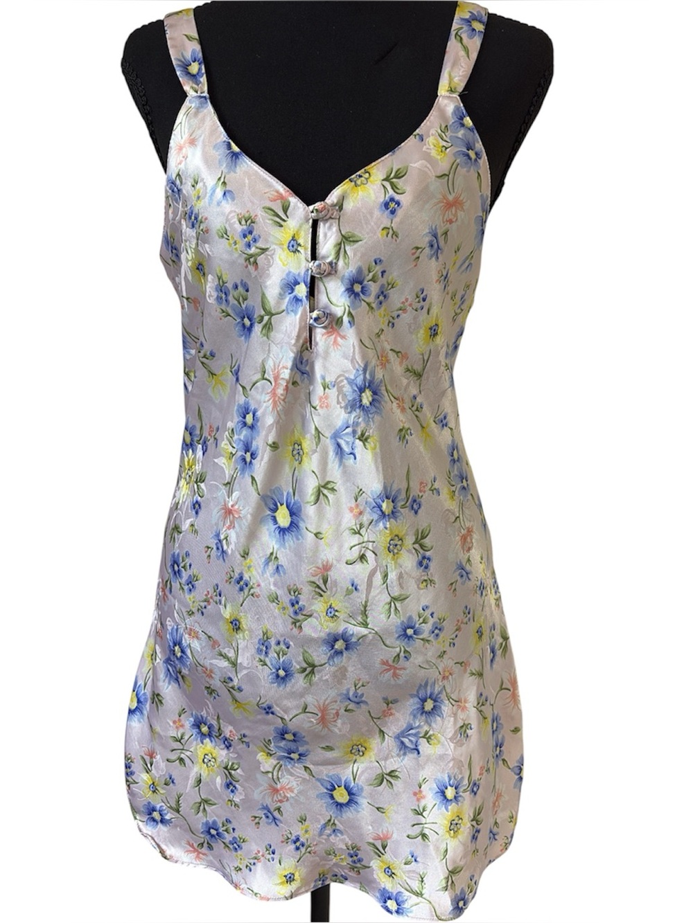 VTG Morgan Taylor Intimates Floral Satin Slip Dress Chemise
